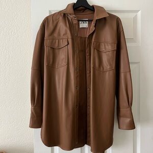 Zara Brown Leather Coat